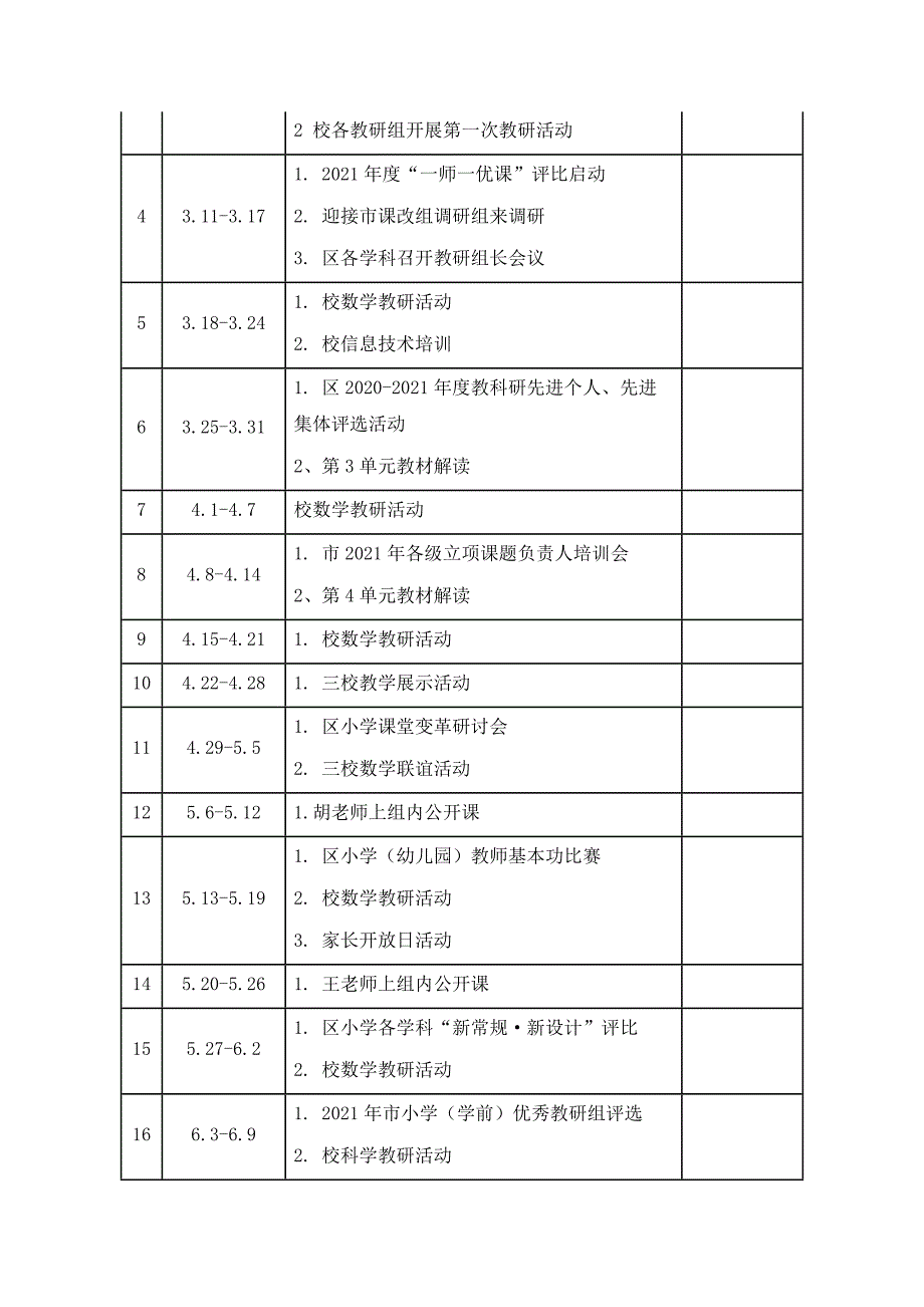 实验小学2020—2021学年第二学期二年级数学下册教研组工作计划_第3页