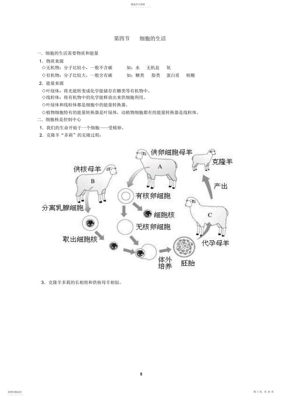 2022年初中生物知识总结最好最简人教版 2_第5页