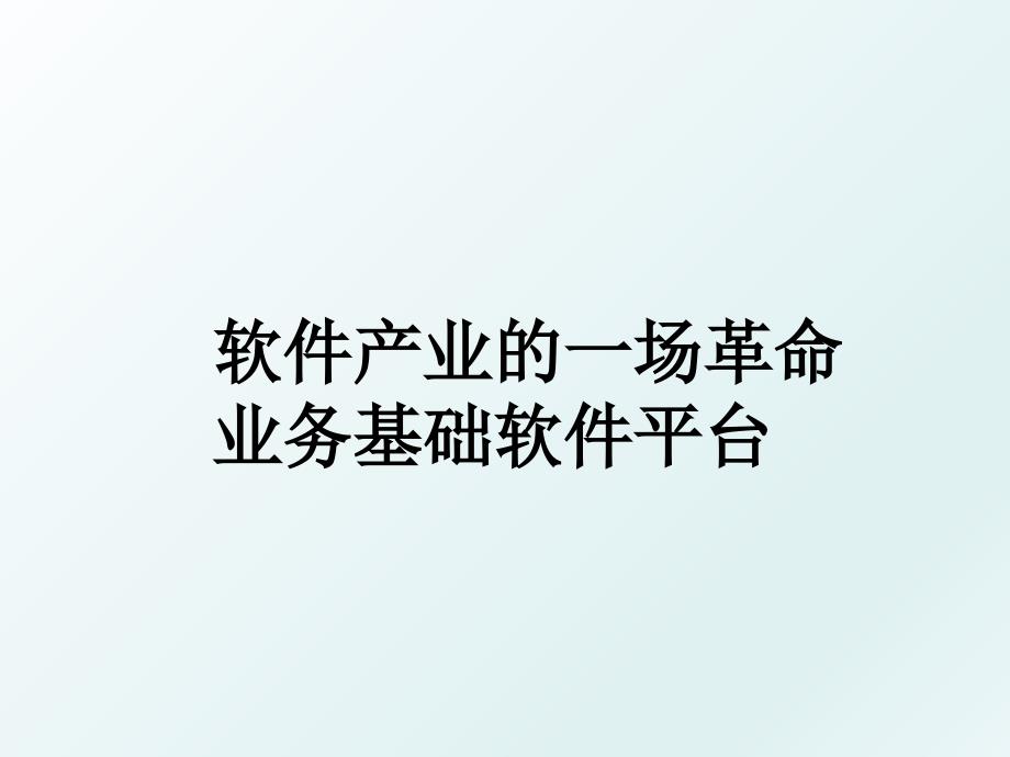 软件产业的一场革命业务基础软件平台_第1页