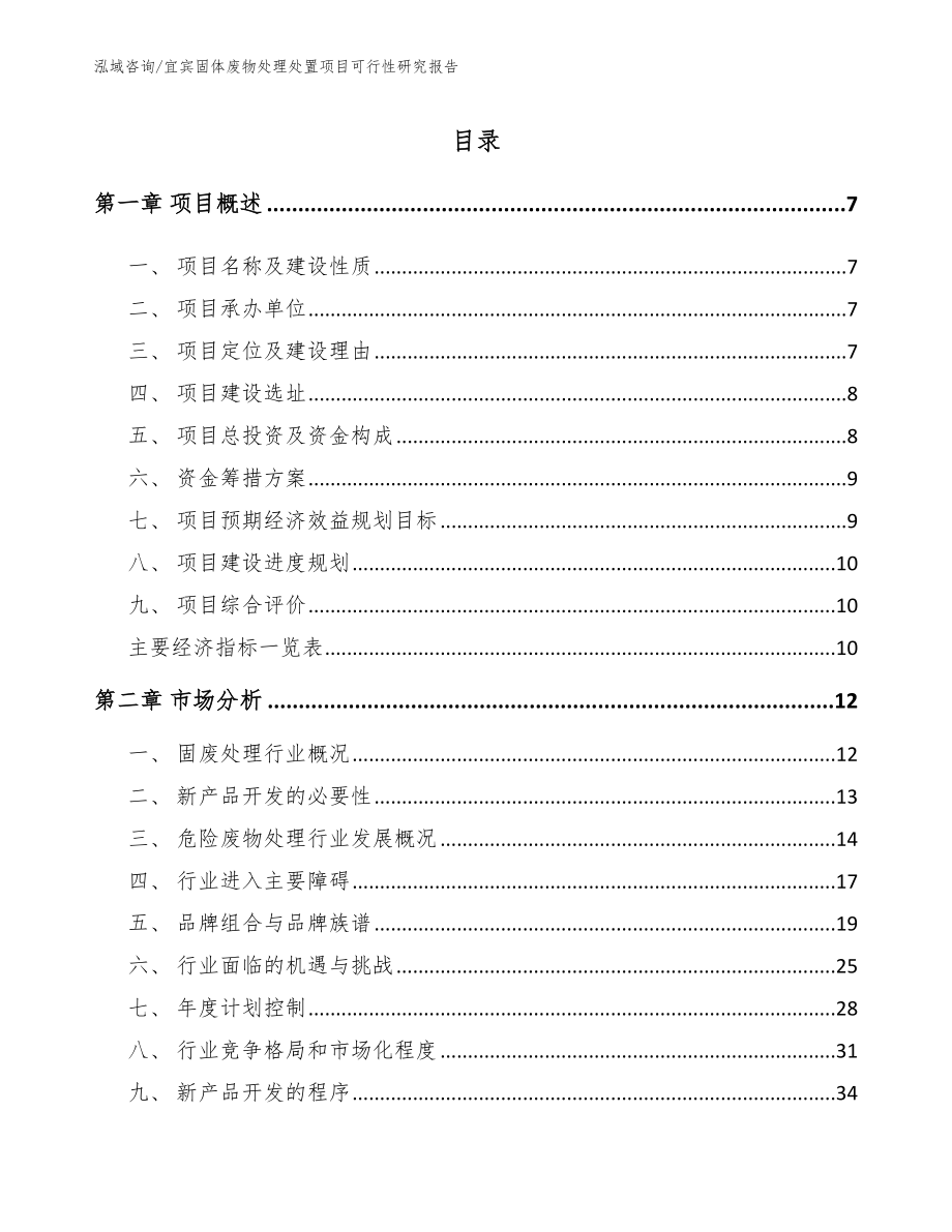 宜宾固体废物处理处置项目可行性研究报告参考范文_第1页