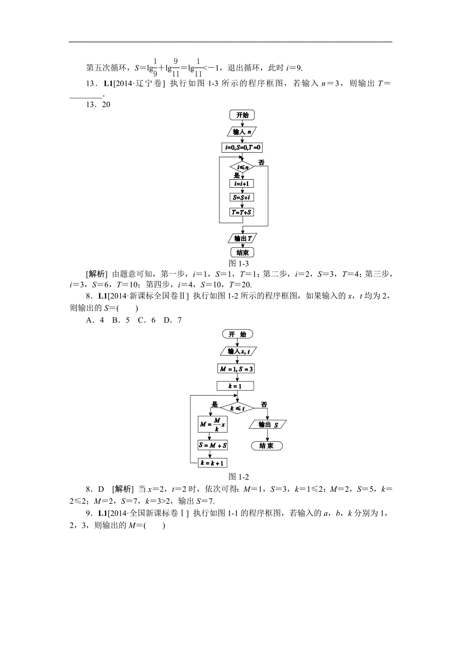 2014年高考数学（文科）真题分类汇编L单元　算法初步与复数_第4页