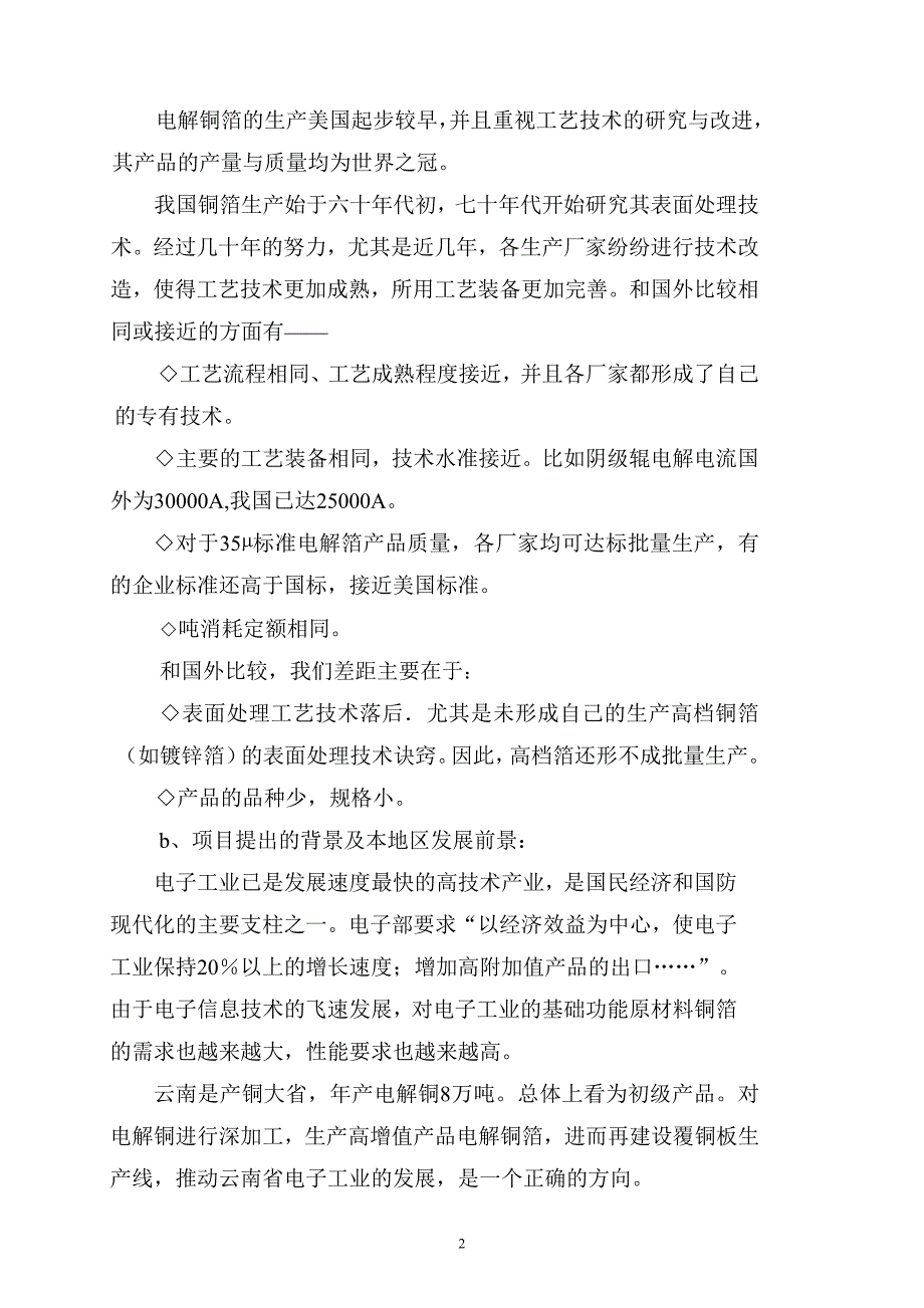 800t铜箔生产线项目建设可行性研究报告.doc_第2页