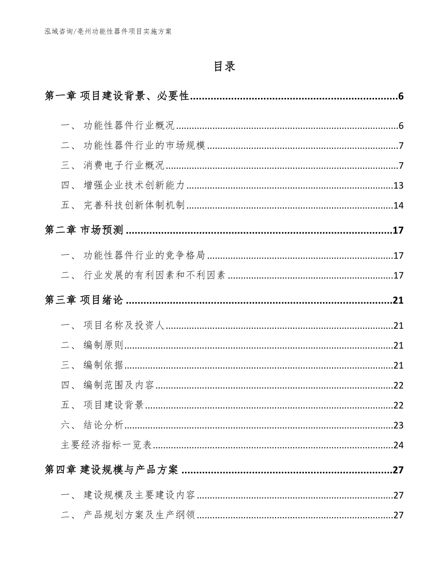 亳州功能性器件项目实施方案模板_第1页