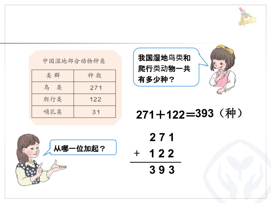 2014新人教版三年级数学上册第四单元《加法(1)》PPT课件_第4页