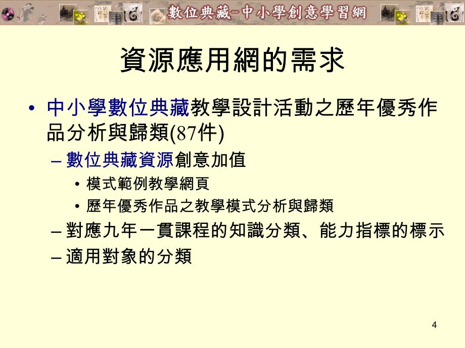 中小学数位典藏教学资源应用网规划与创意教学範例开发_第4页