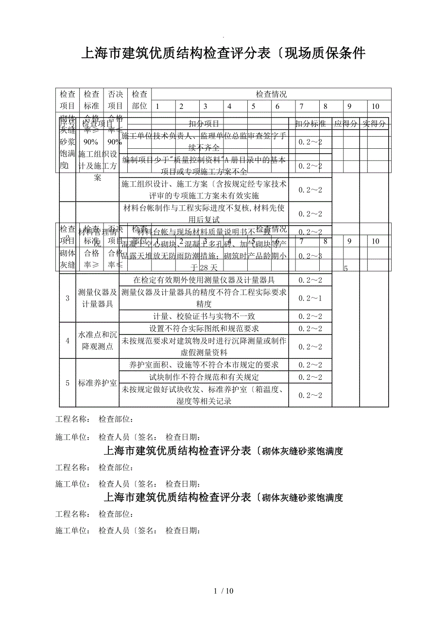 上海市优质结构检查打分表_第1页