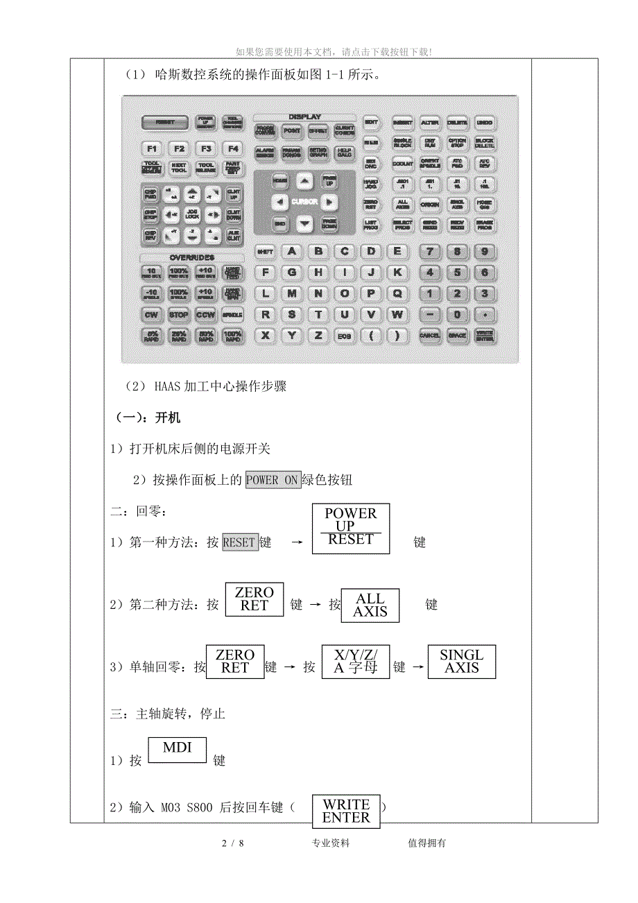 哈斯加工中心面板操作教学案_第2页