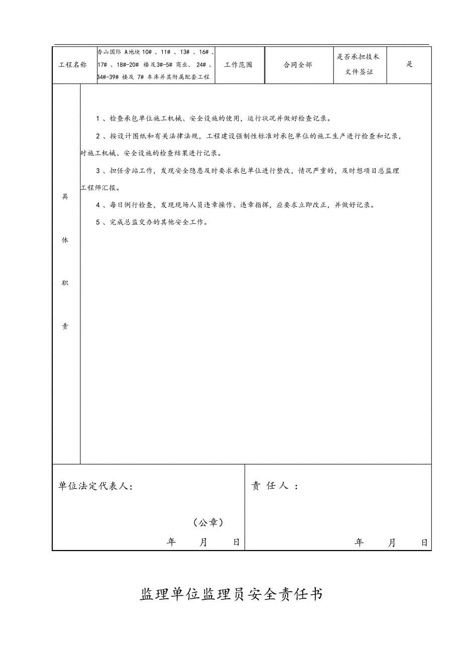 最新版监理单位安全责任书.docx_第5页