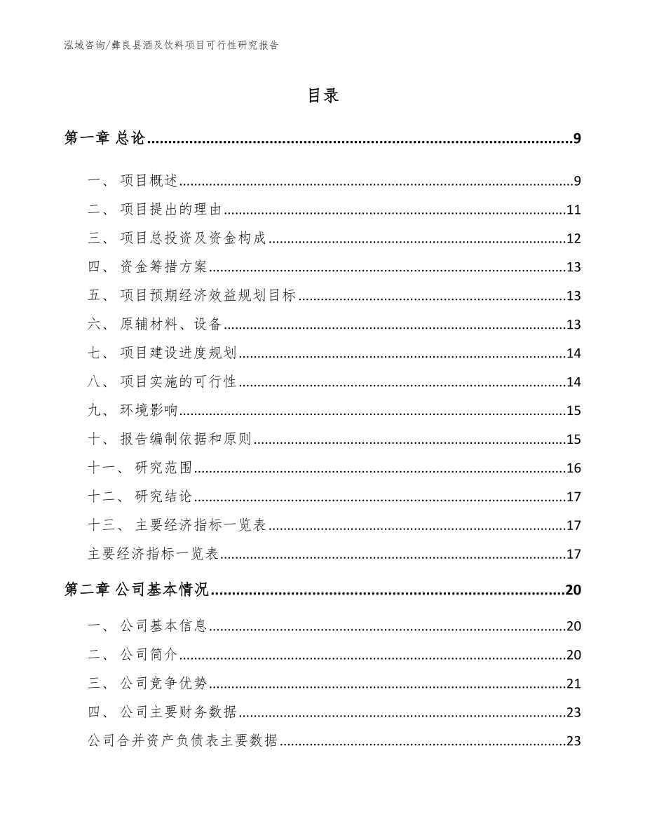 彝良县酒及饮料项目可行性研究报告范文_第2页