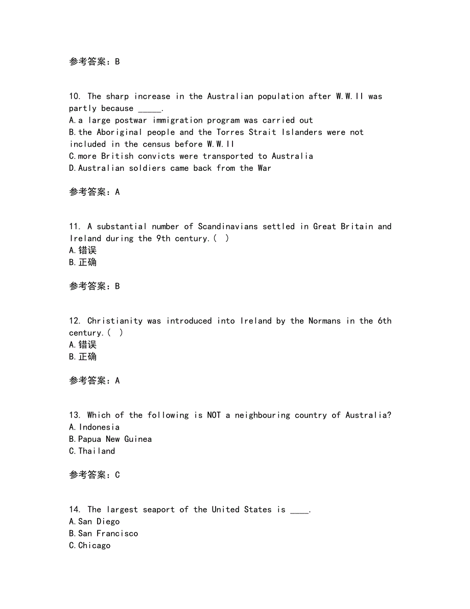 北京语言大学21秋《英语国家概况》综合测试题库答案参考54_第3页