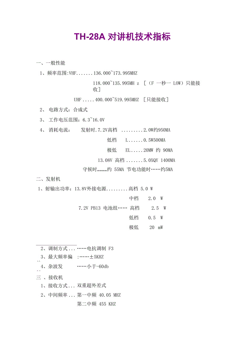 TH-28A对讲机使用方法说明_第1页