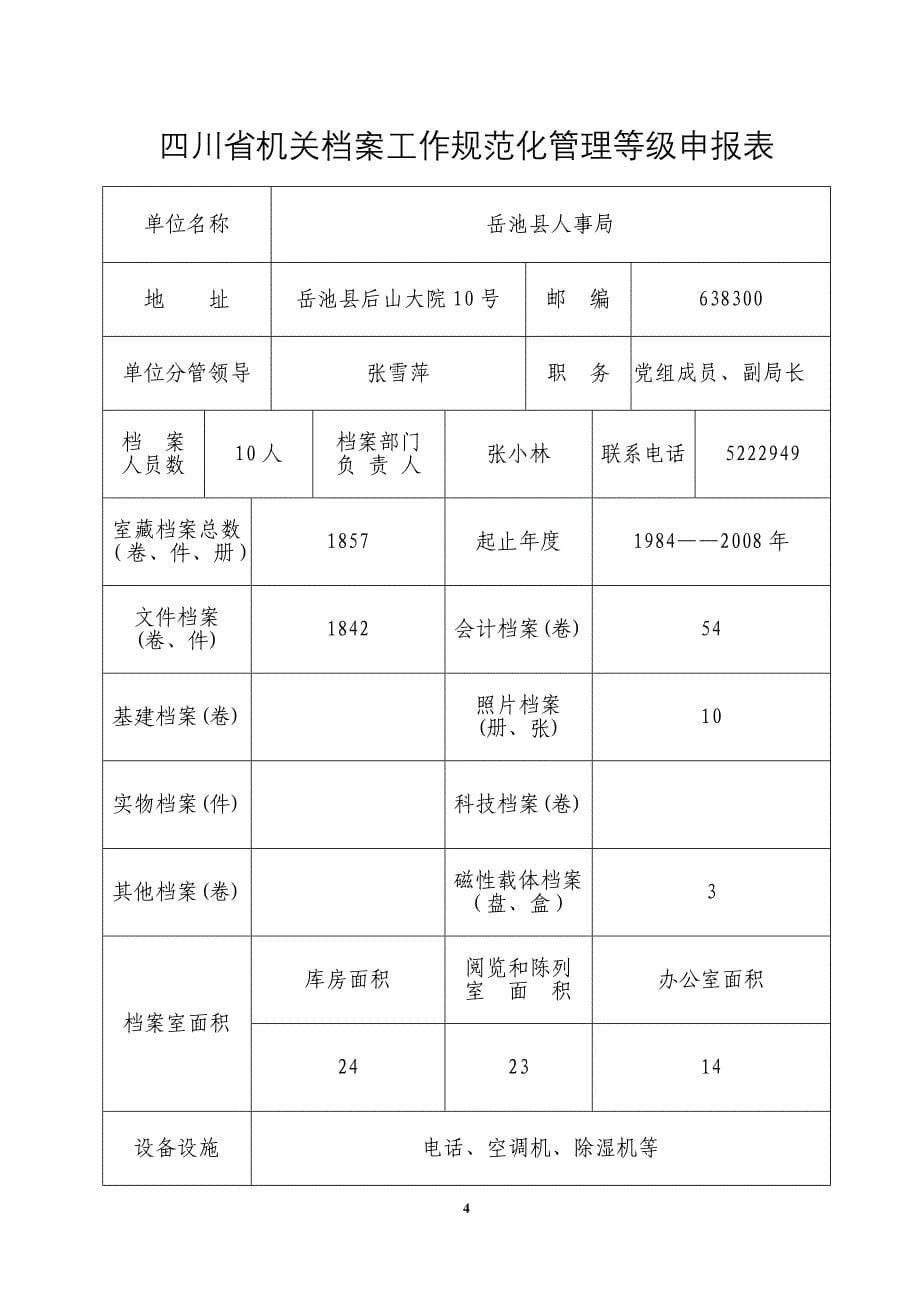 重新认定档案工作规范化管理省一级标准上报材料_第5页