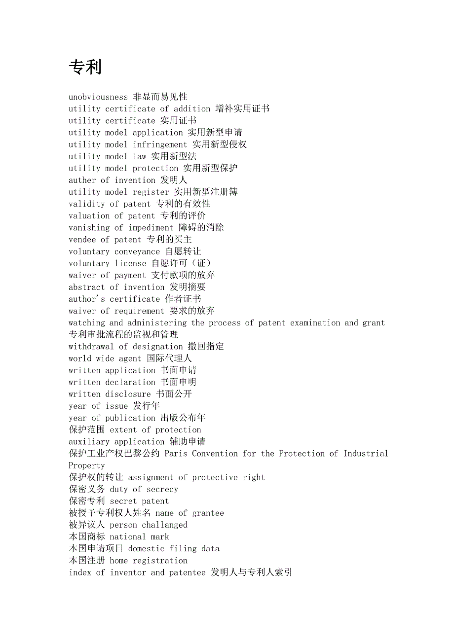 知识产权英语词汇大全_第1页