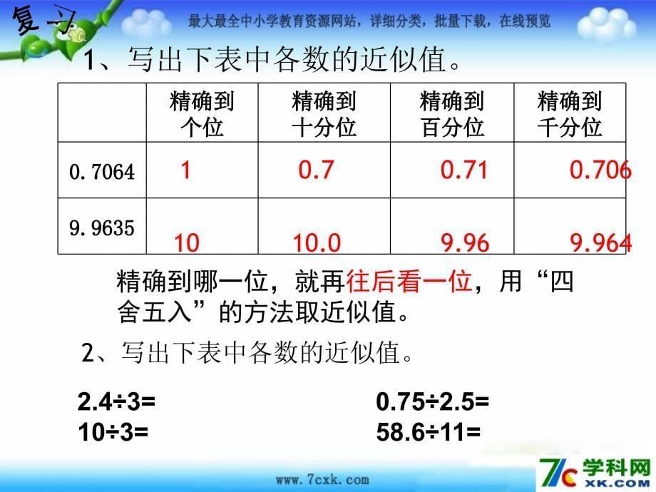 教版数学五上5.12商的近似值ppt课件2_第5页