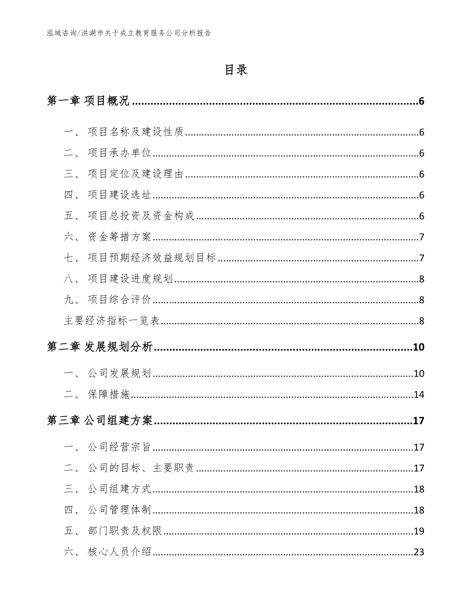 洪湖市关于成立教育服务公司分析报告_模板_第1页
