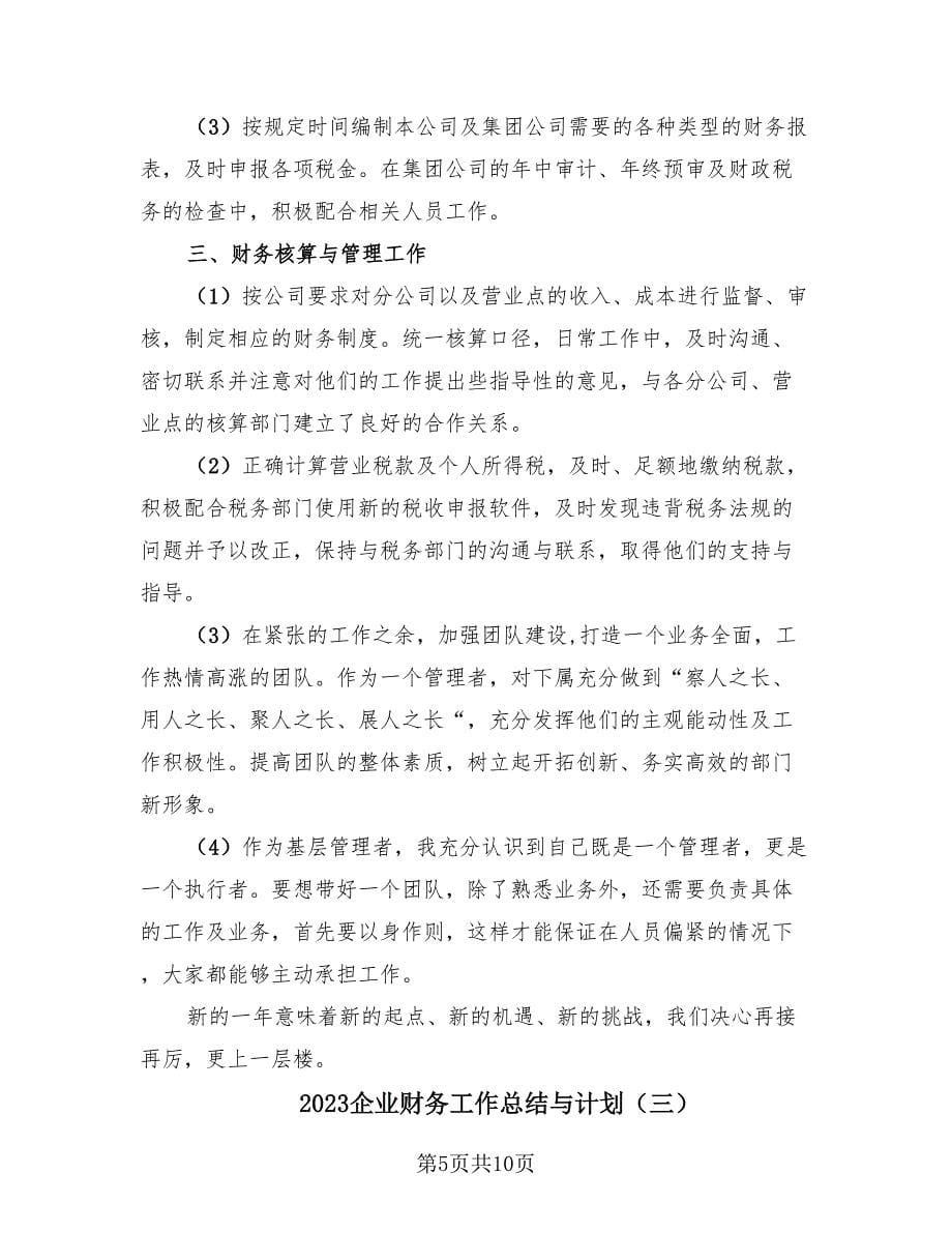 2023企业财务工作总结与计划（3篇）.doc_第5页