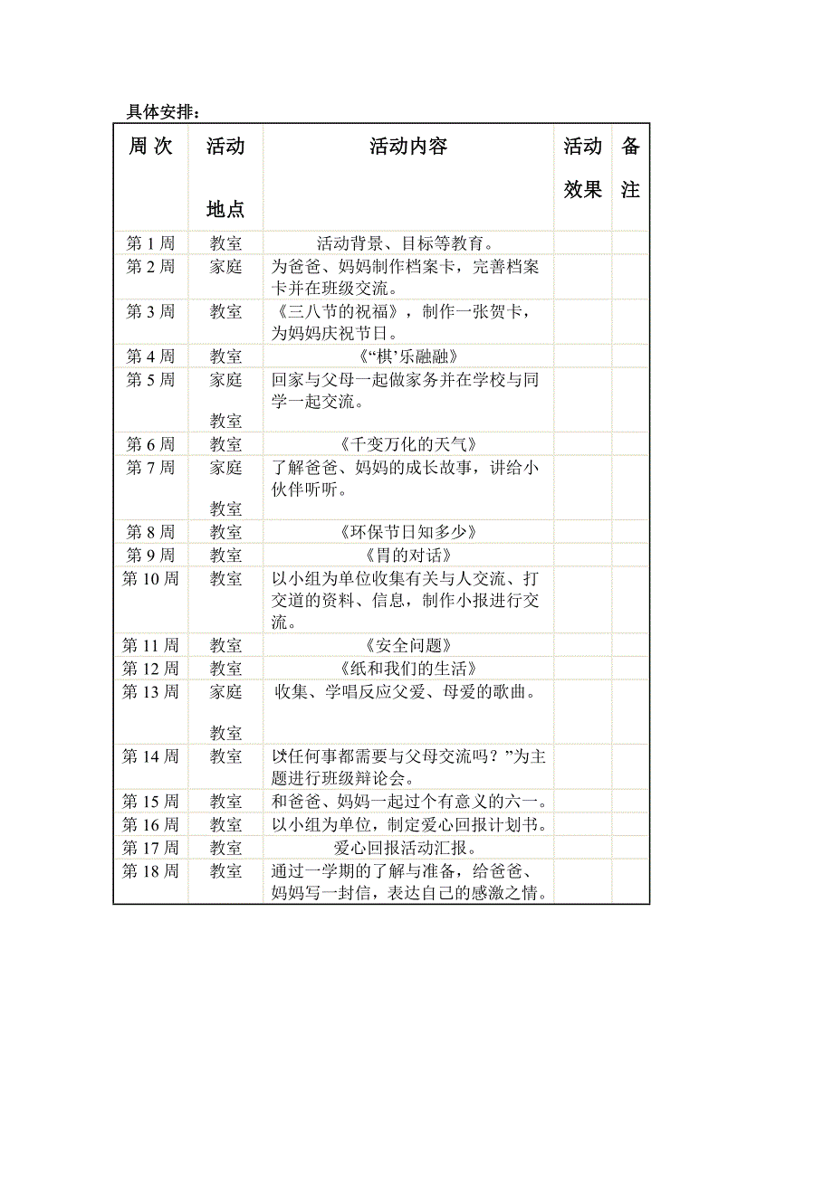 三年级第二学期综合实践活动计划_第4页