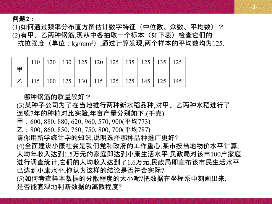 数学高中人教A版必修3课件：2.2.2用样本的数字特征估计总体的数字特征第2课时_第3页