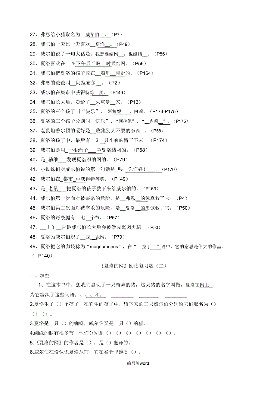 《夏洛的网》试题含答案.doc_第2页