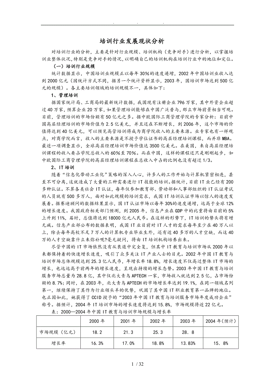 培训行业发展现状的分析报告_第1页