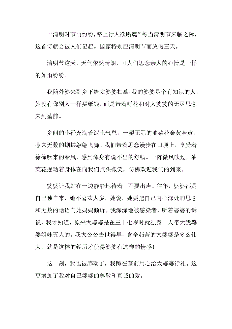 初中清明节见闻作文600字5篇_第4页