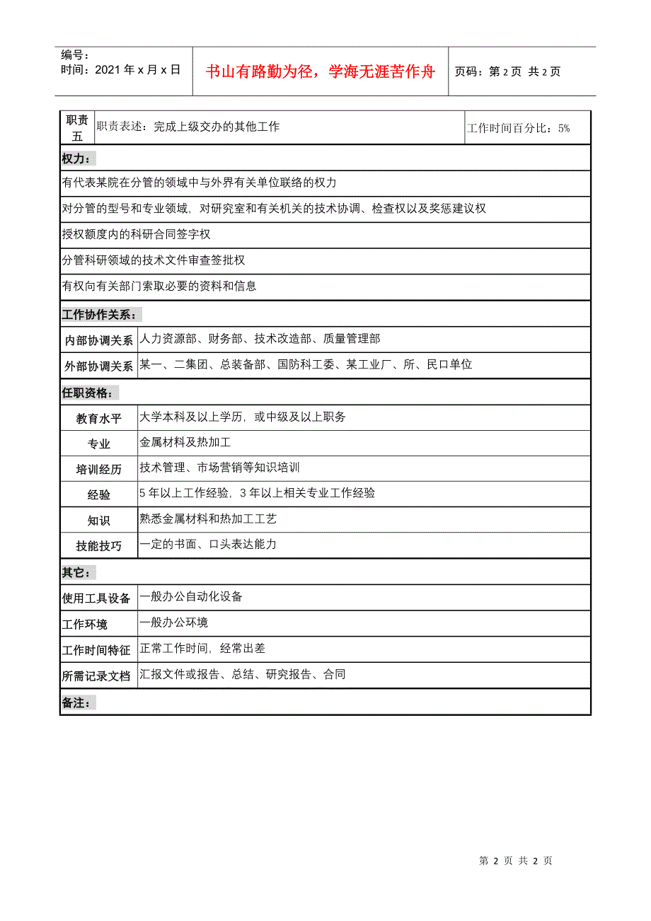 某材料研究院部副总工程师职务说明书_第2页