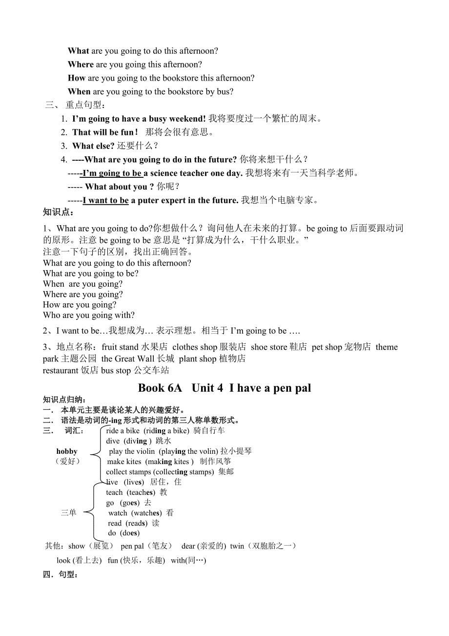 小学英语六年级上册重点知识_第5页