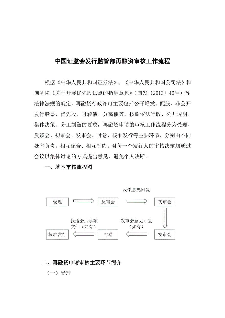 中国证监会发行监管部再融资审核工作流程_第1页