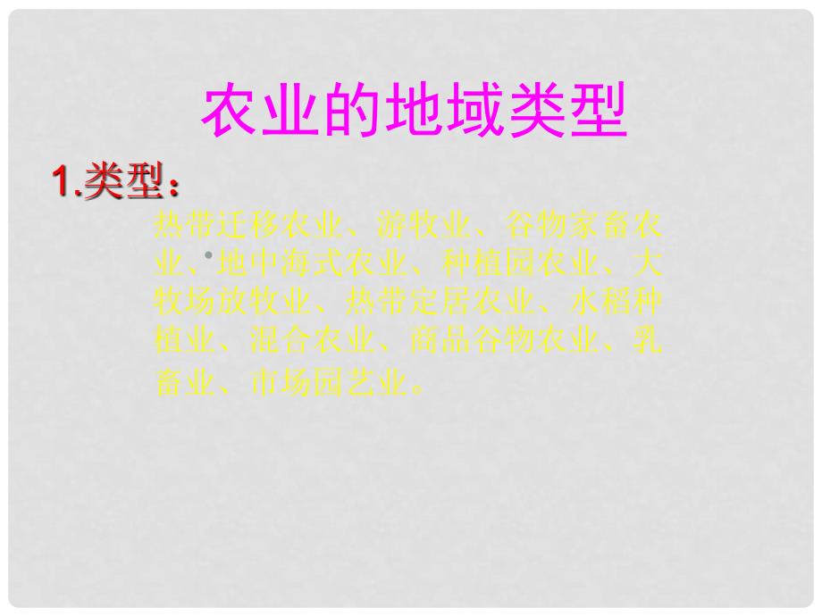 高中地理农业生产与地理环境 农业的地域类型1课件鲁教版必修二_第1页