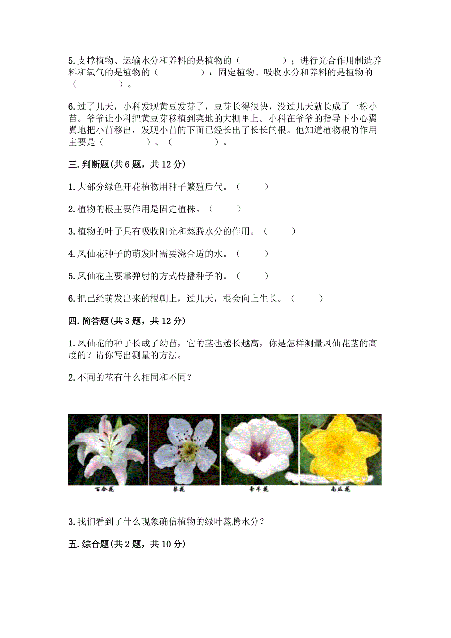 教科版科学四年级下册第一单元《植物的生长变化》测试卷精品(突破训练).docx_第3页