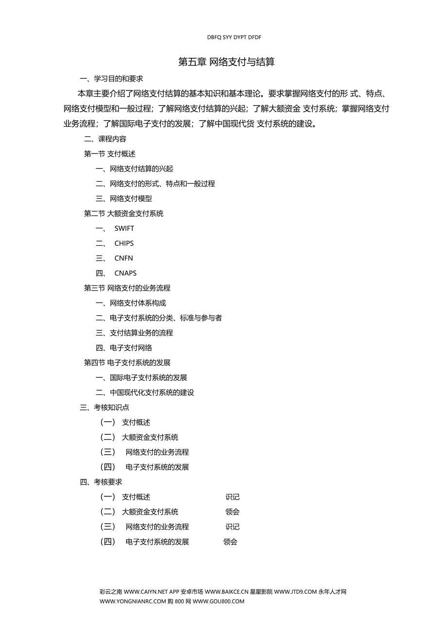 网络金融与电子支付教学大纲_第5页