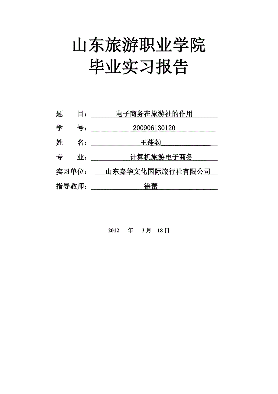 毕业论文电子商务在旅游社的作用_第1页