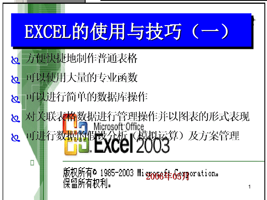 EXCEL的使用与技巧_第1页