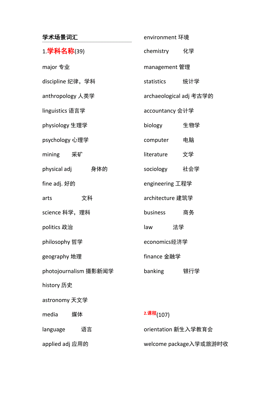 听力场景单词词汇知识整合汇总_第1页