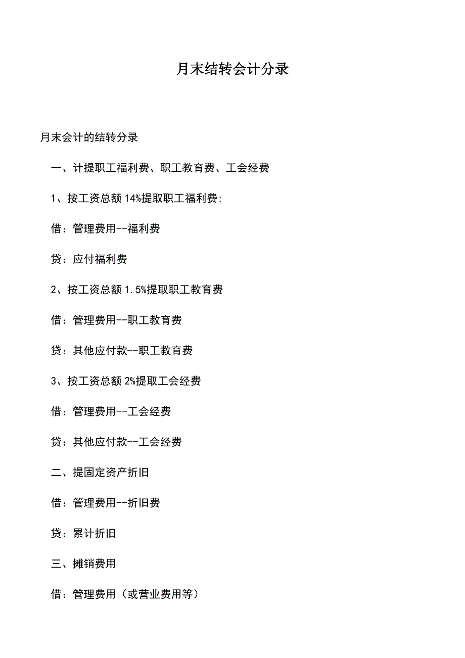 会计经验：月末结转会计分录.doc_第1页