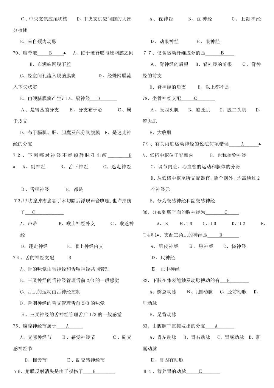 《人体解剖学》本科练习题(一)_第5页