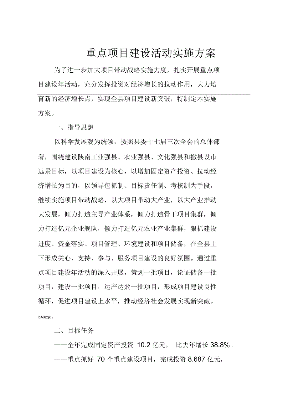 重点项目建设活动实施方案_第1页