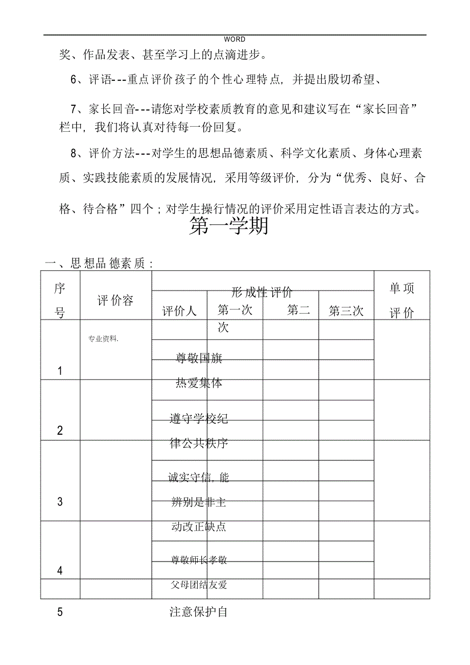 小学生素质综合评价手册范本_第4页