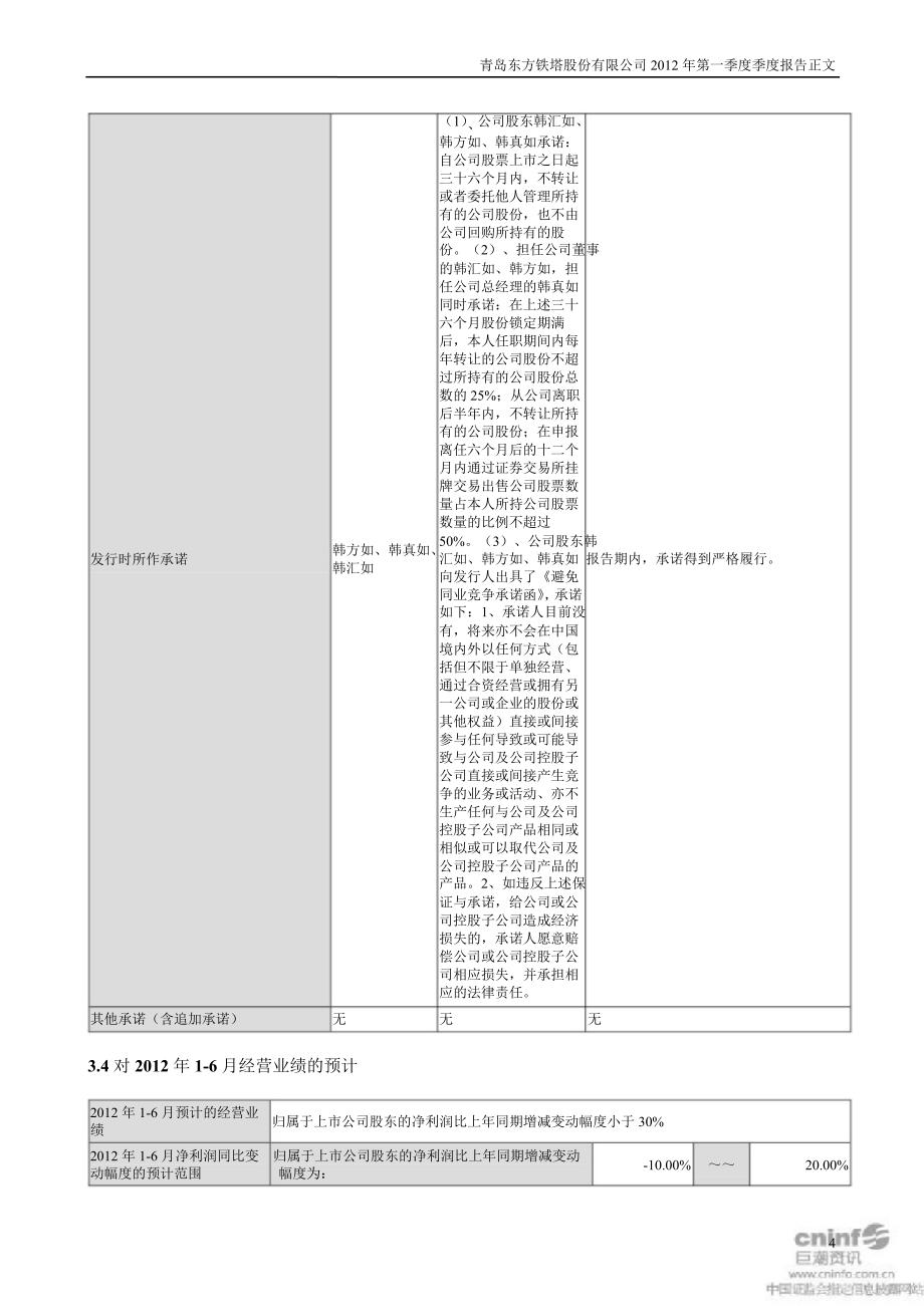 东方铁塔第一季度报告正文_第4页