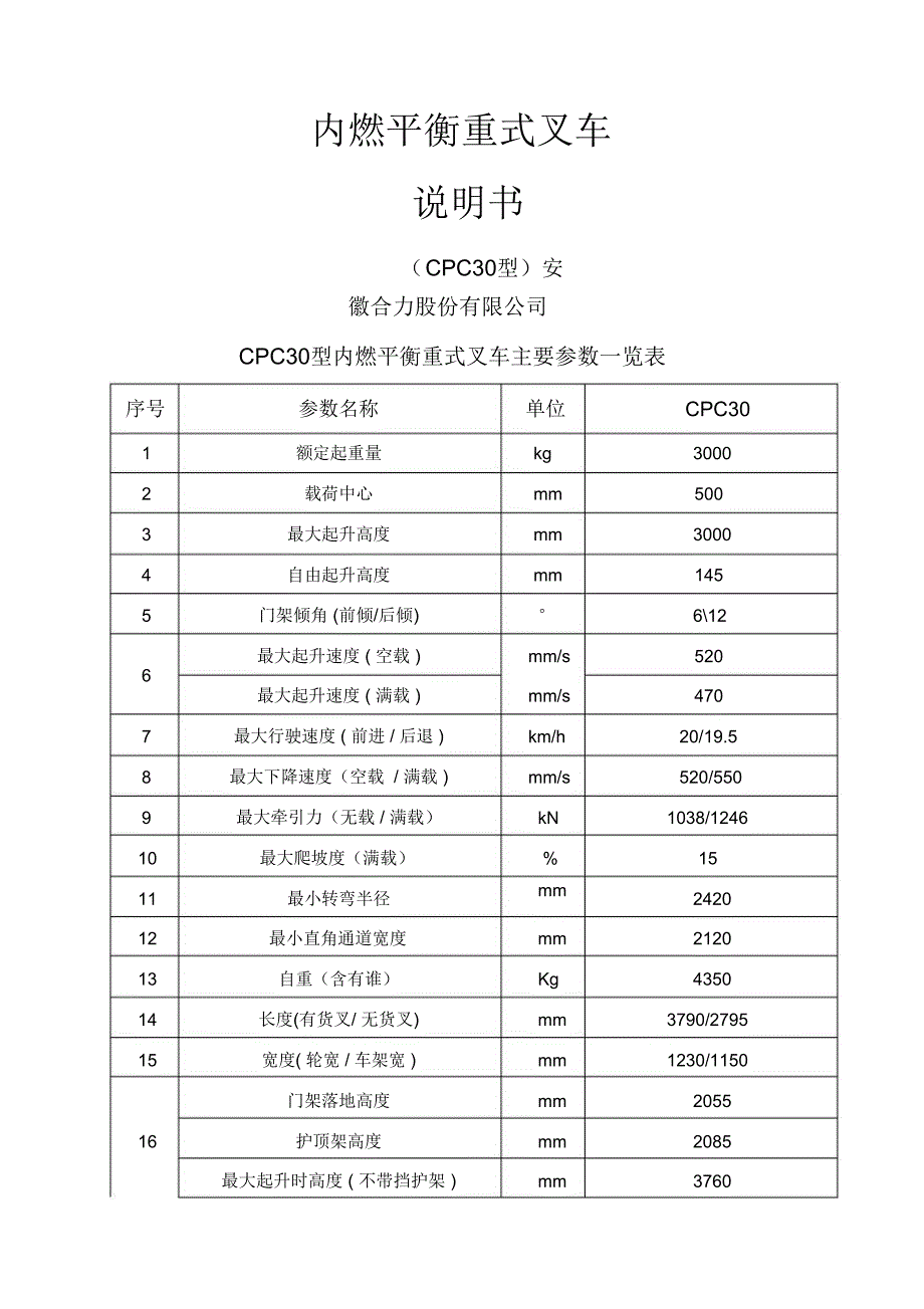 CPCD内燃叉车平衡重式叉车说明书_第1页