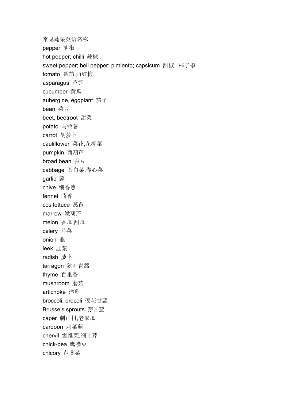 常见蔬菜英语名称.doc_第1页