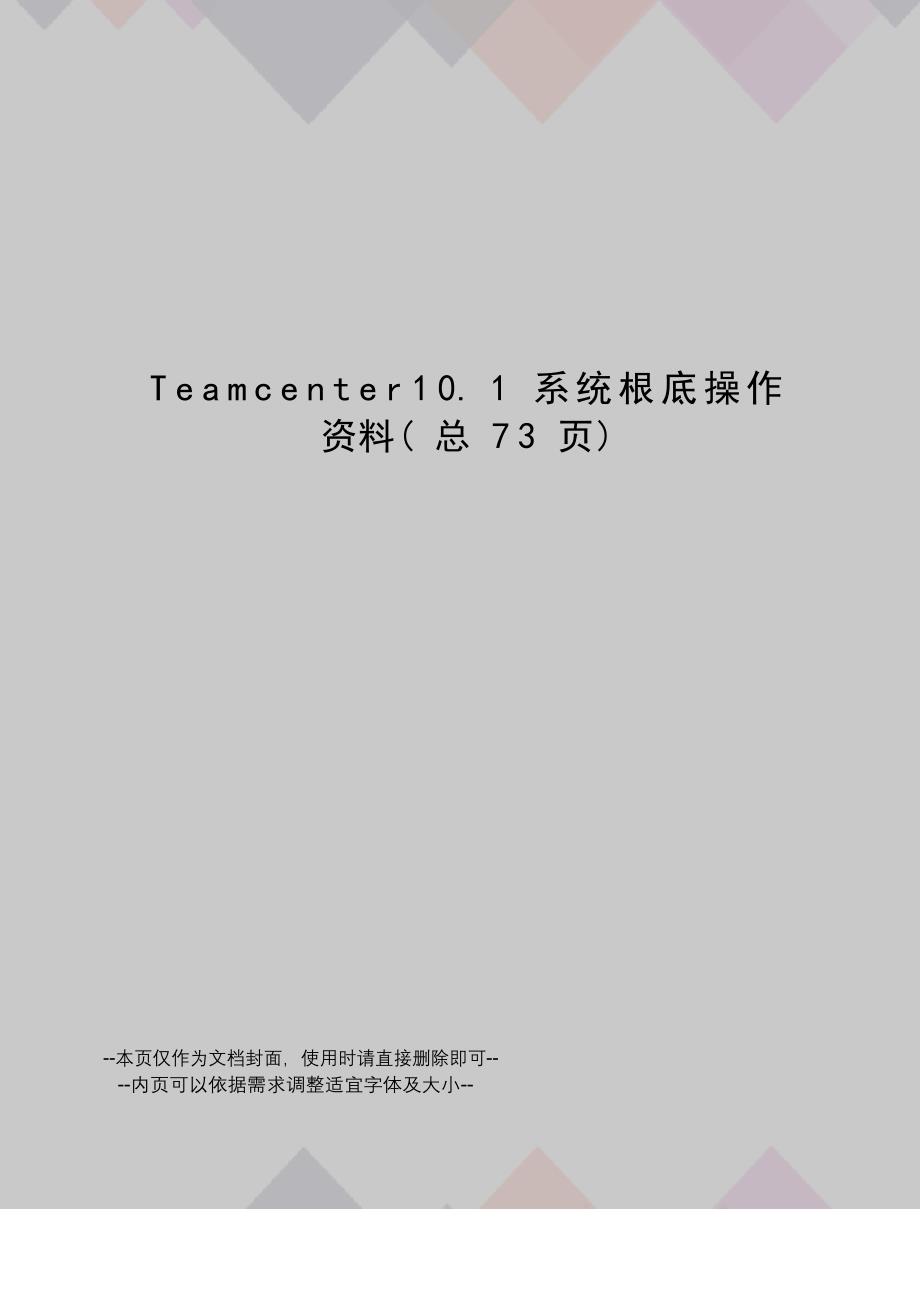 Teamcenter101系统基础操作资料_第1页