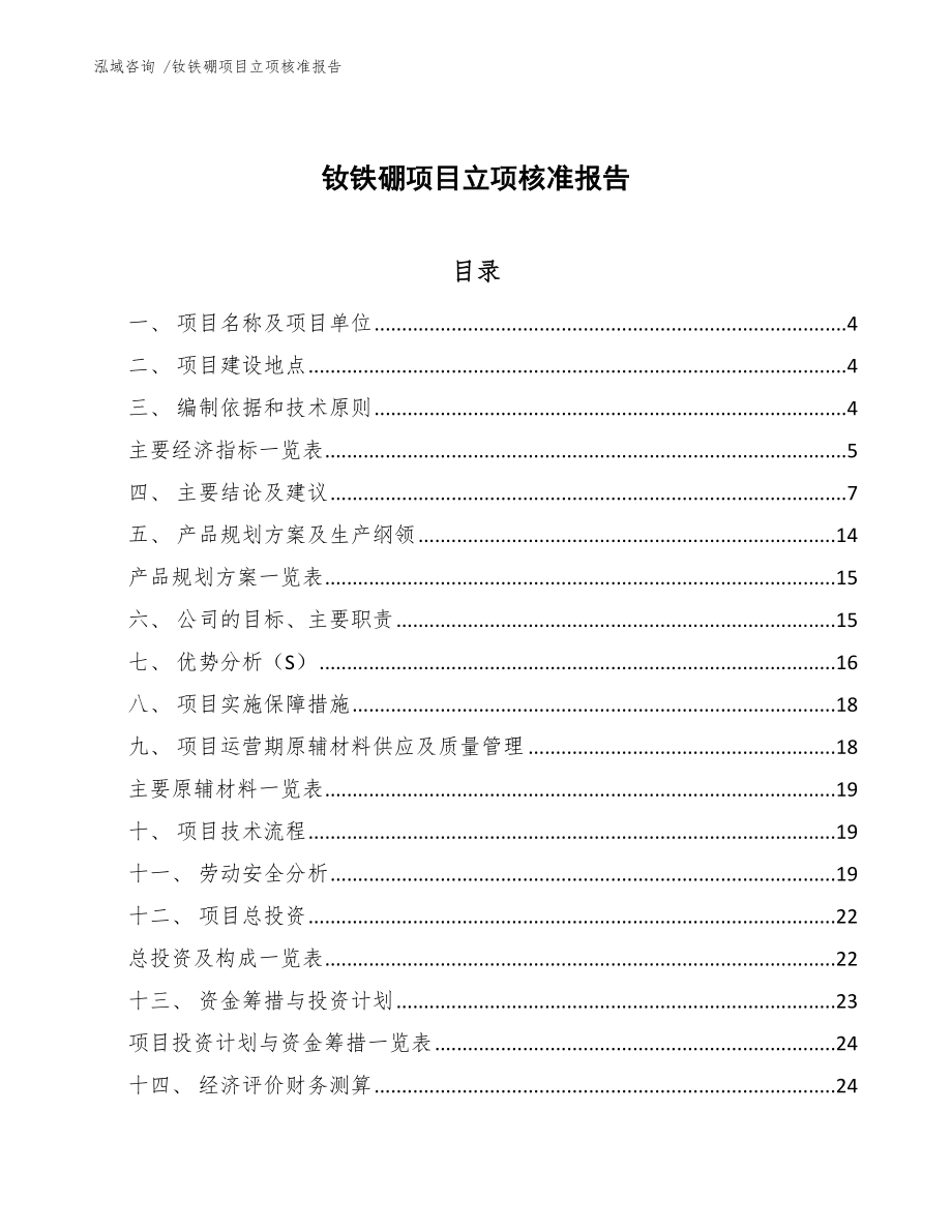 钕铁硼项目立项核准报告_第1页