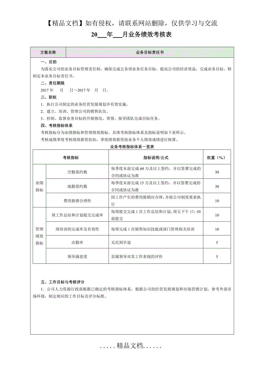 业务目标绩效考核表_第2页