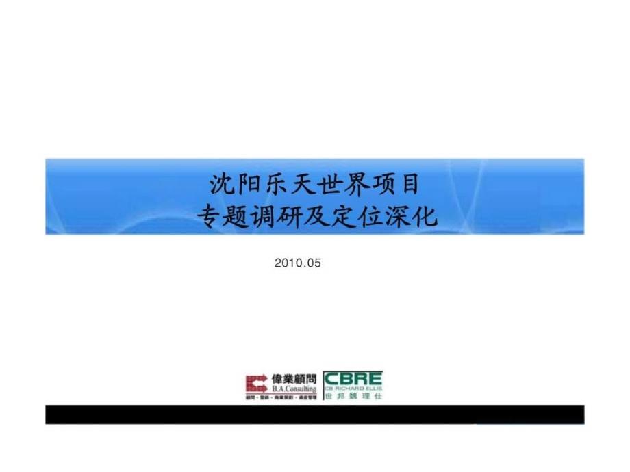 沈阳乐天世界项目专题调研及定位深化_第1页