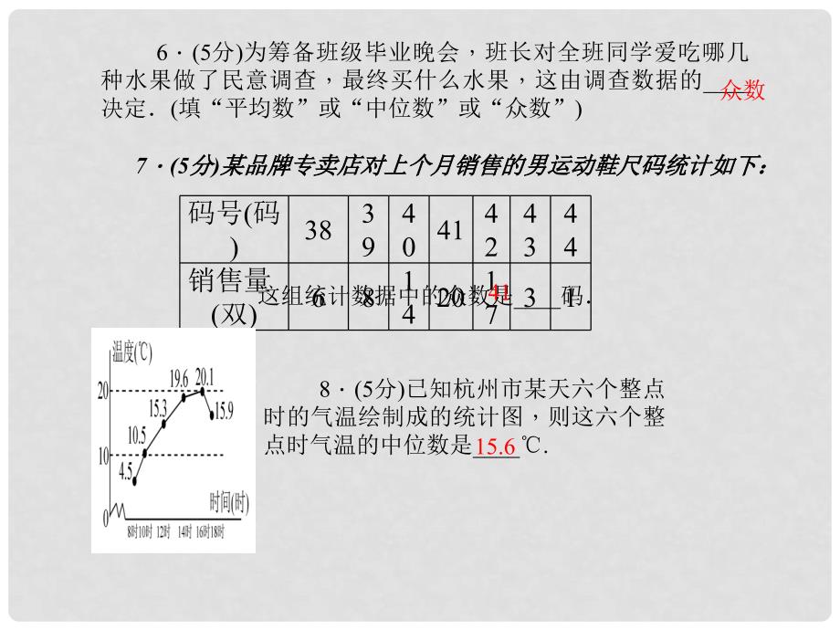 八年级数学下册 第三章 数据分析初步 12（3.2）中位数和众数课件（A）（新版）浙教版_第3页