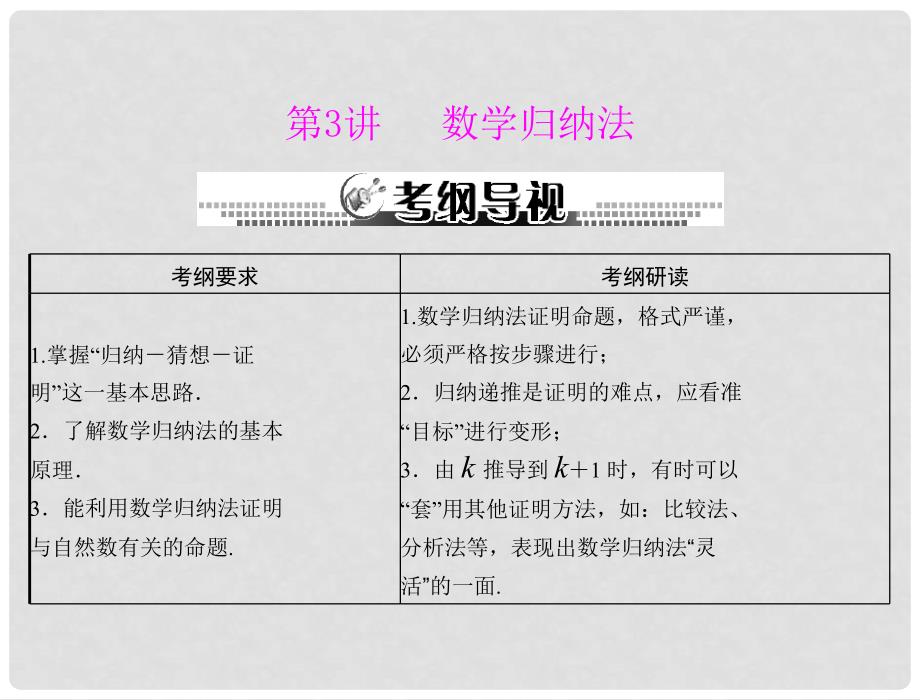 高考数学一轮复习 第十章 第3讲 数学归纳法课件 理_第1页