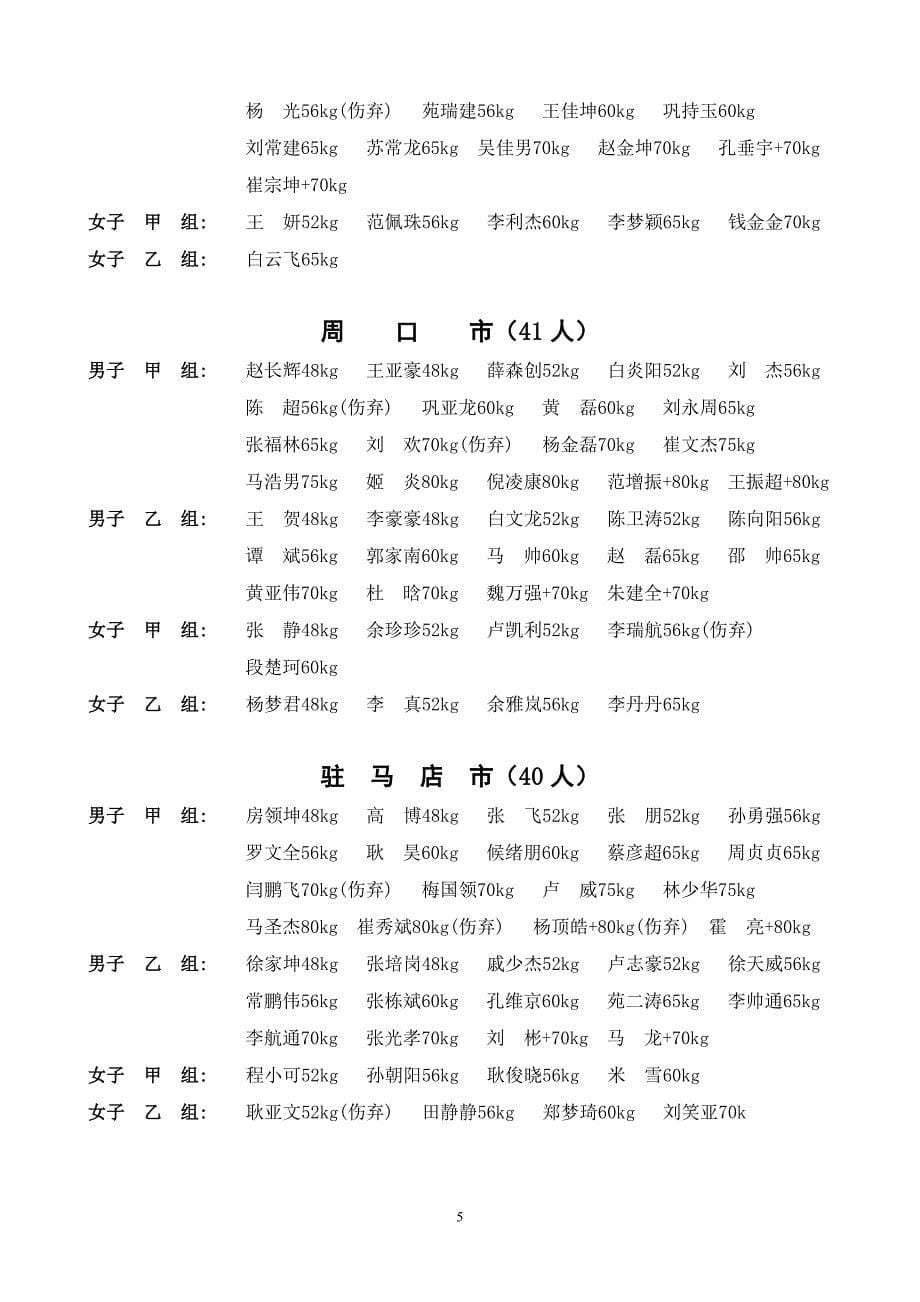 河南省第十一届运动会武术散打资格通过审核的运动员名..._第5页