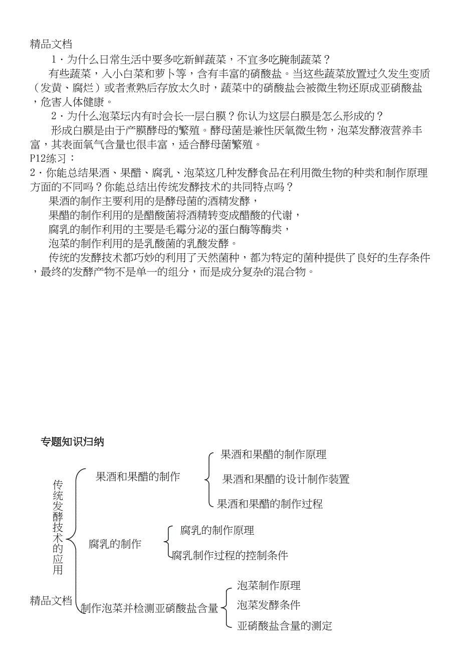 高中生物选修一知识点填空学案(含答案)讲解学习(DOC 32页)_第5页