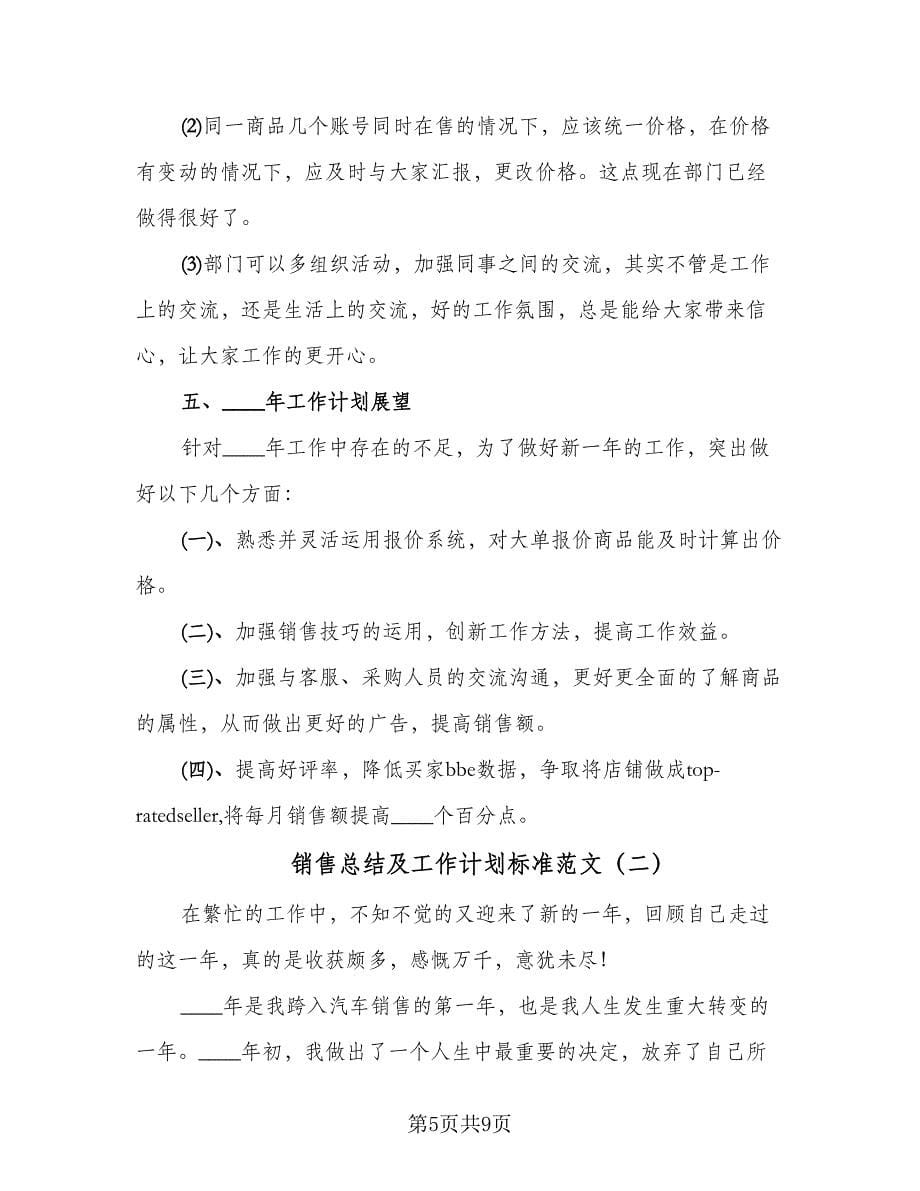 销售总结及工作计划标准范文（二篇）.doc_第5页